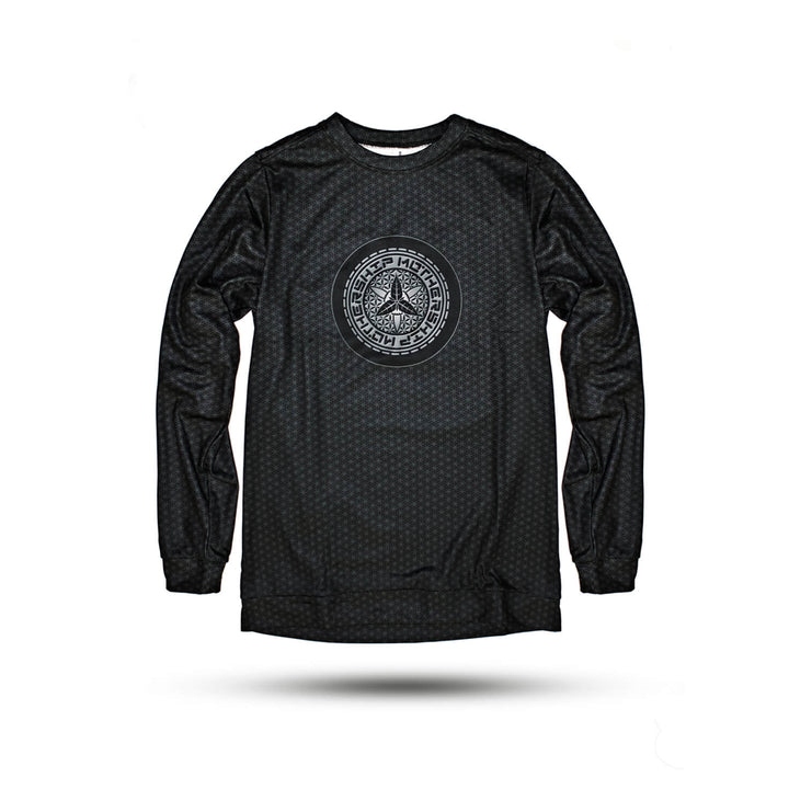 Mothership Glass Black Long Sleeve Shirt — cotton long-sleeve tee with logo print