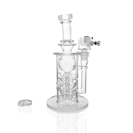 Mothership Glass Straight Fab Torus SFT heady glass dab rig side angle of torus chamber