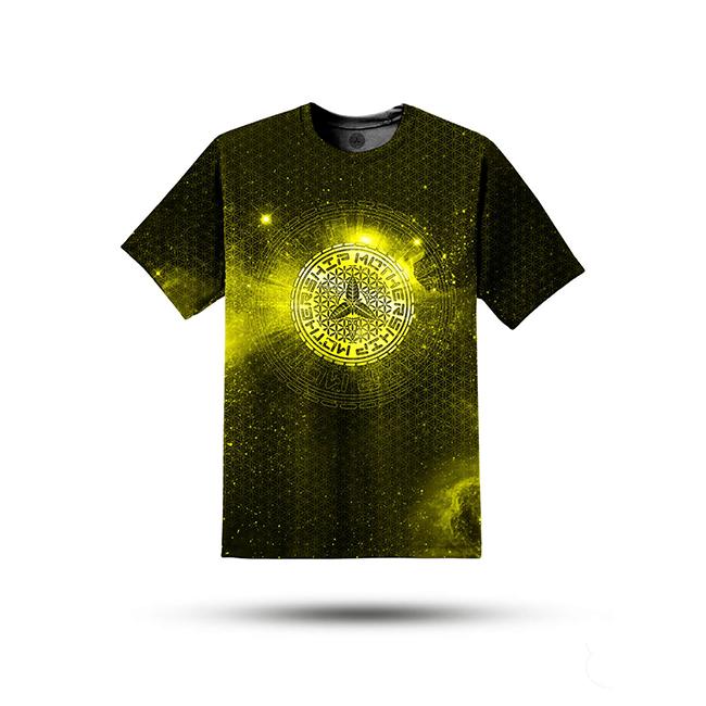 Mothership Glass Yellow Nebula Shirt — cotton tee with yellow nebula graphic