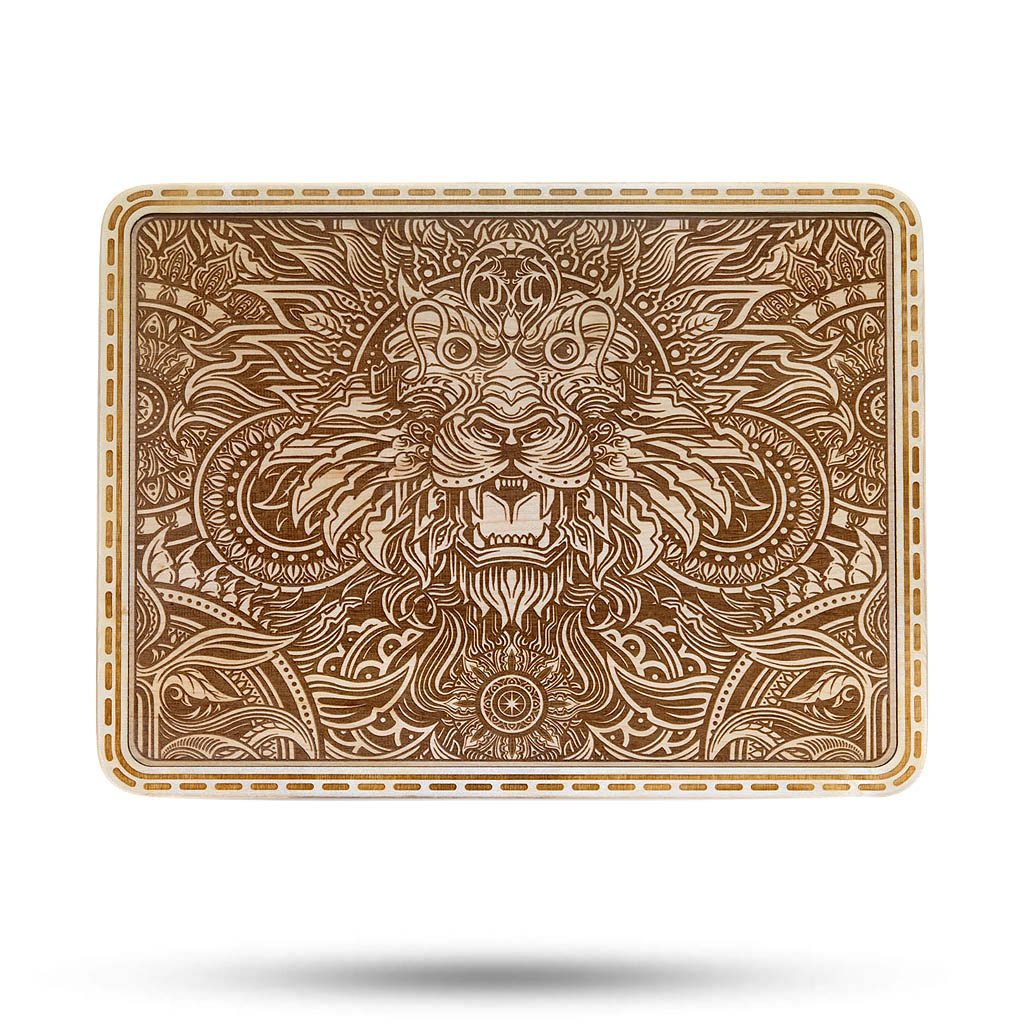Mothership Glass Large Wooden Tray Leo — engraved wooden rolling tray