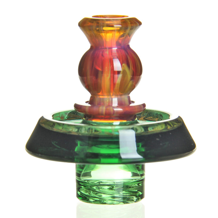 Mothership Glass Maria Cap Flower Of Life Amber Purple — Maria-style carb cap with Flower Of Life artwork in amber purple