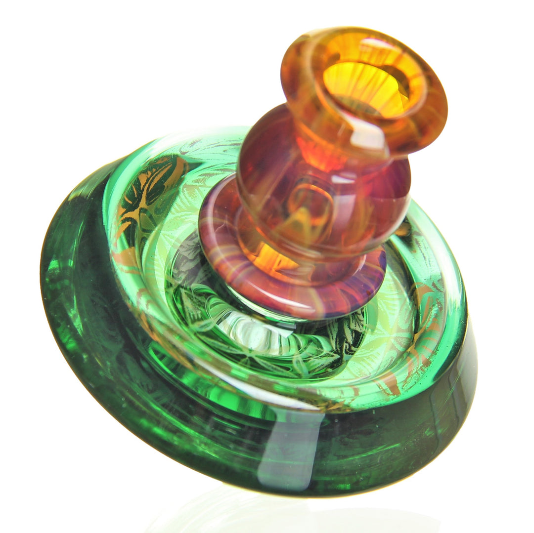 Mothership Glass Maria Cap Flower Of Life Amber Purple — amber purple Flower Of Life Maria cap from alternate angle
