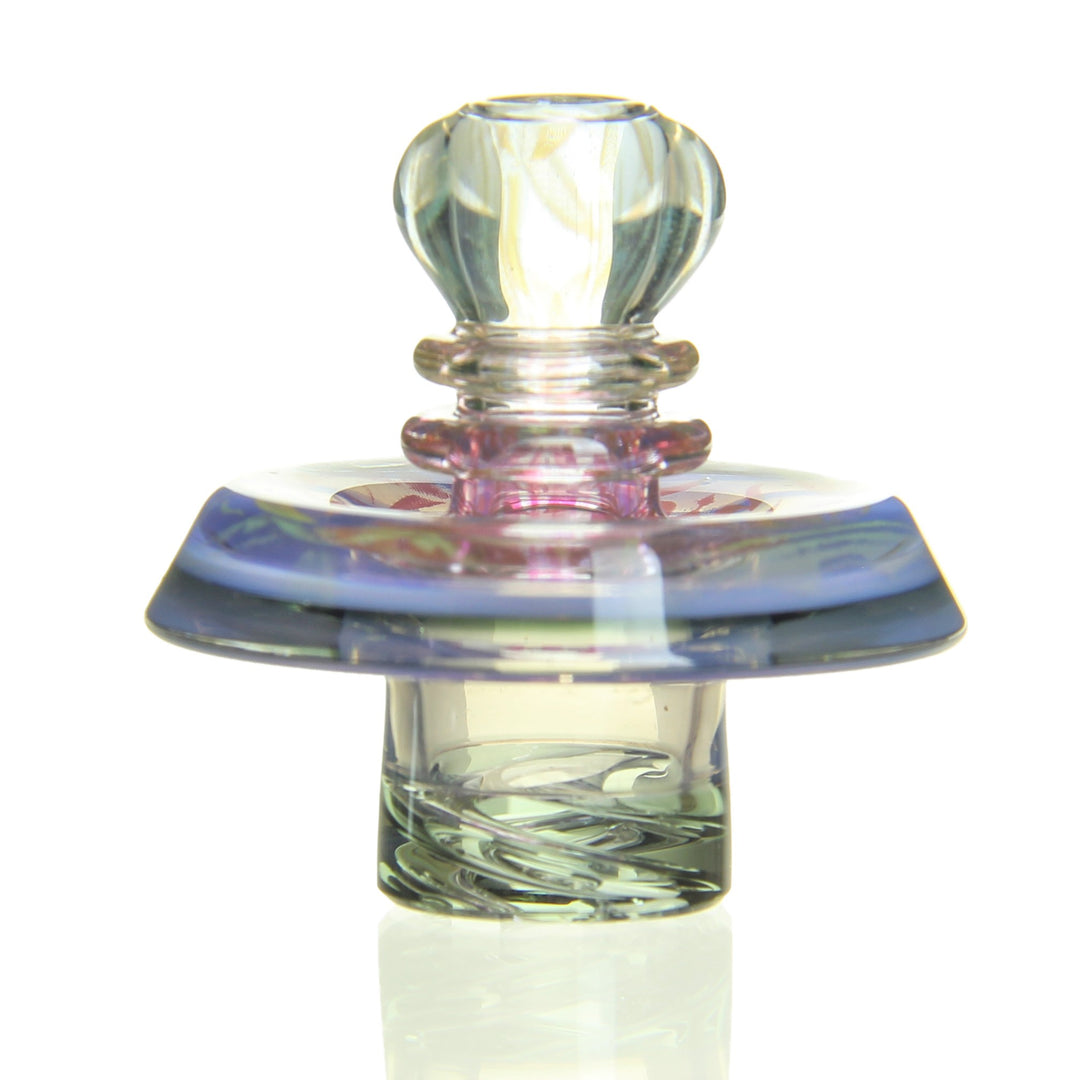 Mothership Glass Maria Cap Flower Of Life Lavender 2 — Maria-style carb cap with Flower Of Life artwork in lavender variant 2