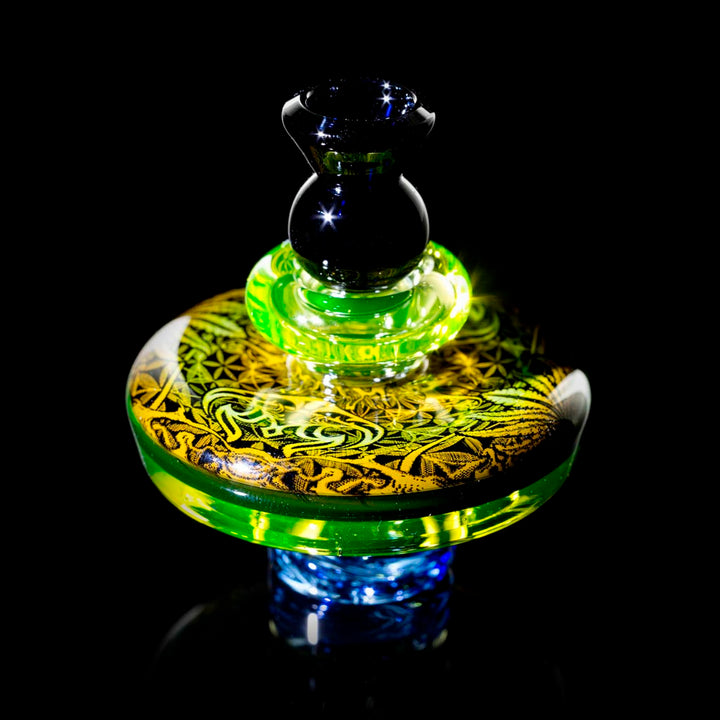 Mothership Glass Maria Cap Sacred Garden UV — Maria-style carb cap with Sacred Garden UV-reactive artwork