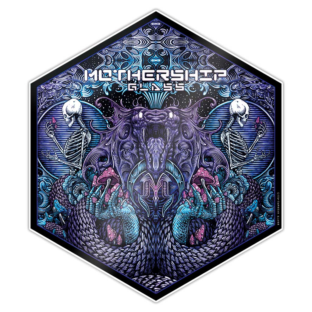 Mothership Glass Silicone Hex Mat Forbidden Fruit Snake — hexagonal silicone dab mat with Forbidden Fruit Snake artwork