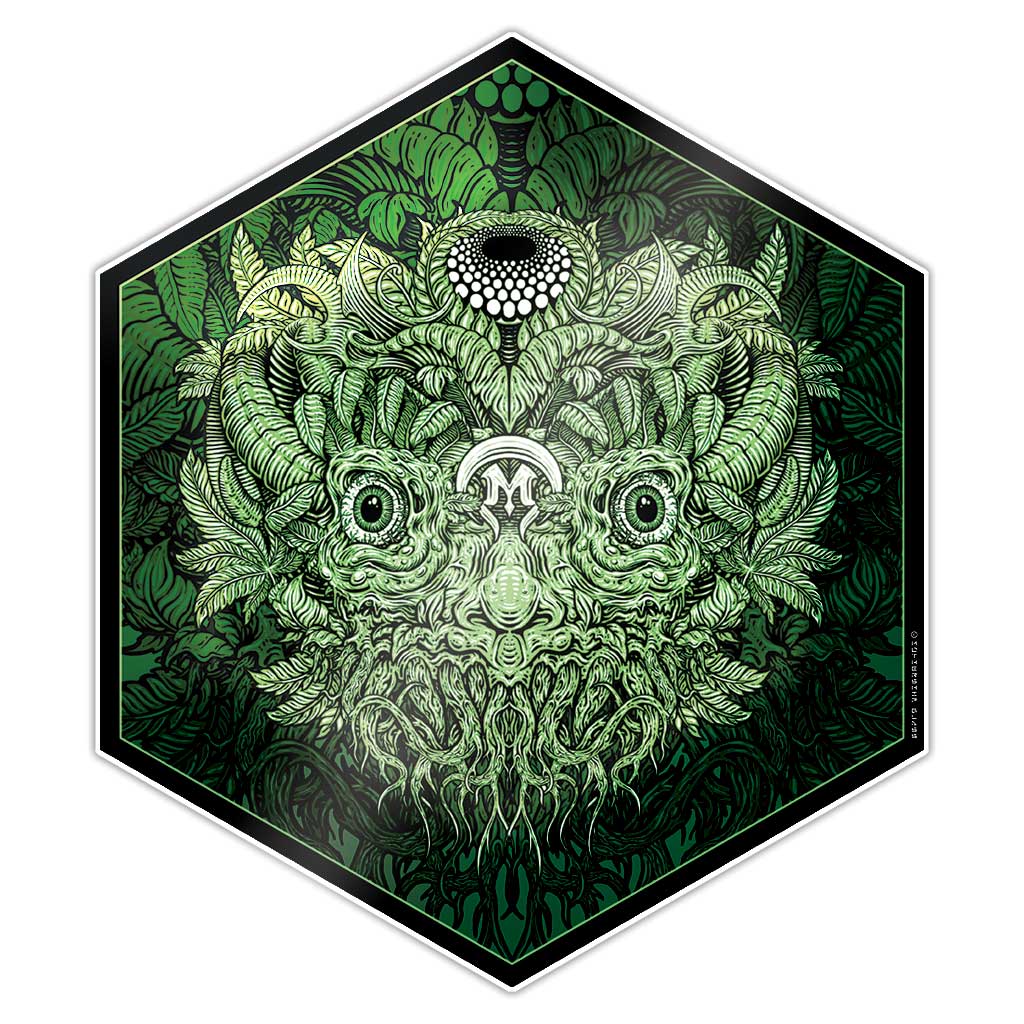 Mothership Glass Silicone Hex Mat Giver Face — hexagonal silicone dab mat with Giver Face artwork