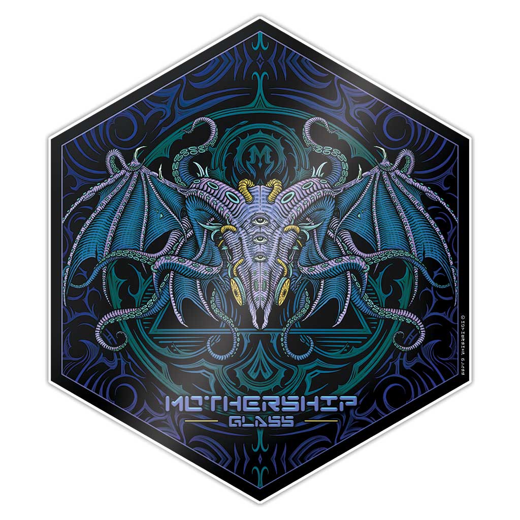 Mothership Glass Silicone Hex Mat Occult — hexagonal silicone dab mat with Occult artwork