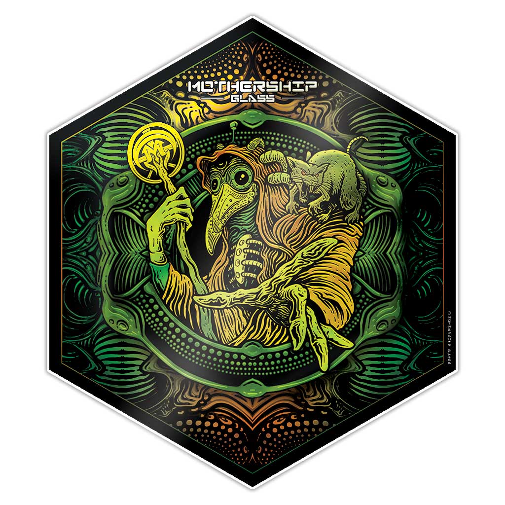 Mothership Glass Silicone Hex Mat Plague Doctor — hexagonal silicone dab mat with Plague Doctor artwork