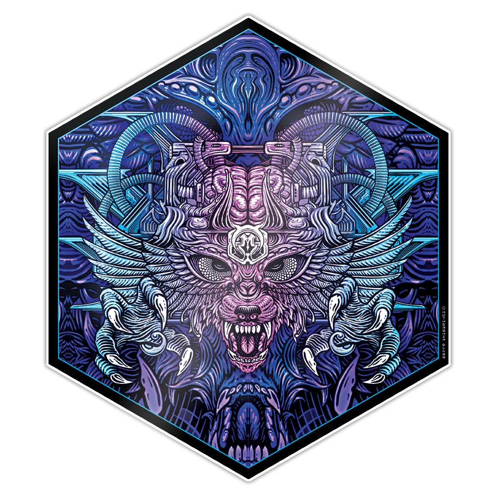 Mothership Glass Silicone Hex Mat Sky Wolf — hexagonal silicone dab mat with Sky Wolf artwork