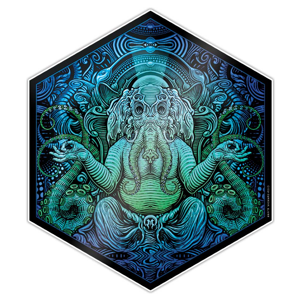 Mothership Glass Silicone Hex Mat Strange Deities — hexagonal silicone dab mat with Strange Deities artwork