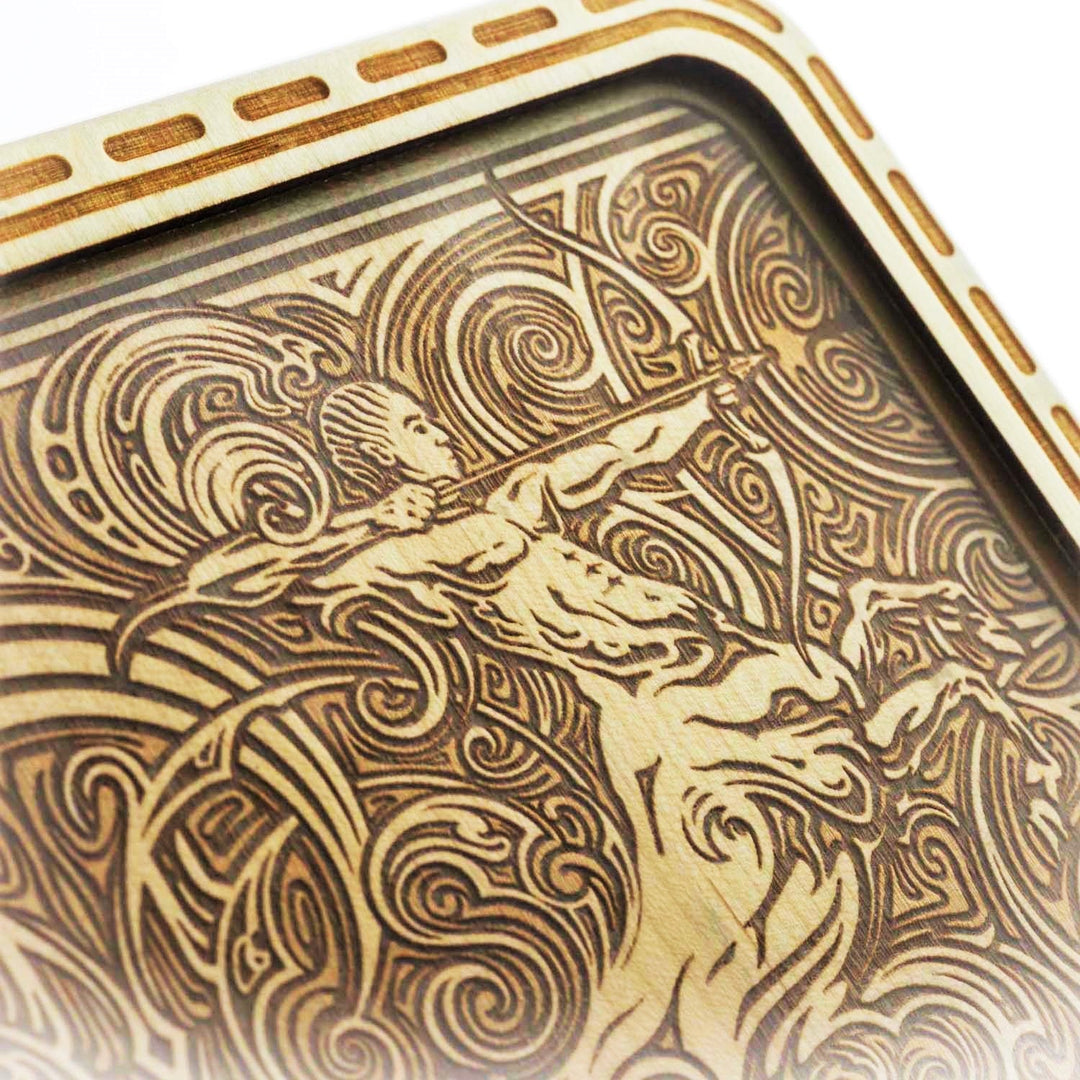 Mothership Glass Small Wooden Tray Sagittarius — engraving detail