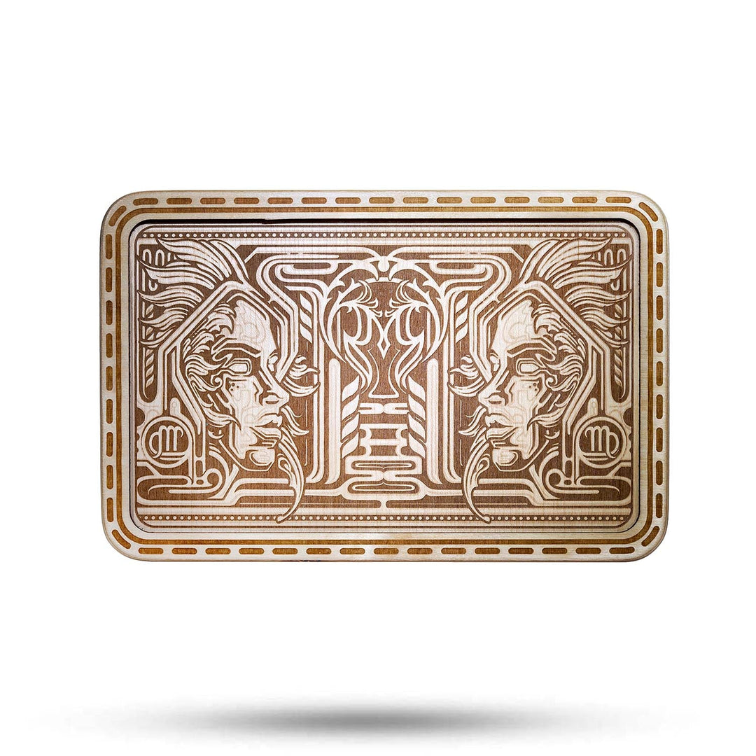 Mothership Glass Small Wooden Tray Virgo — engraved wooden rolling tray