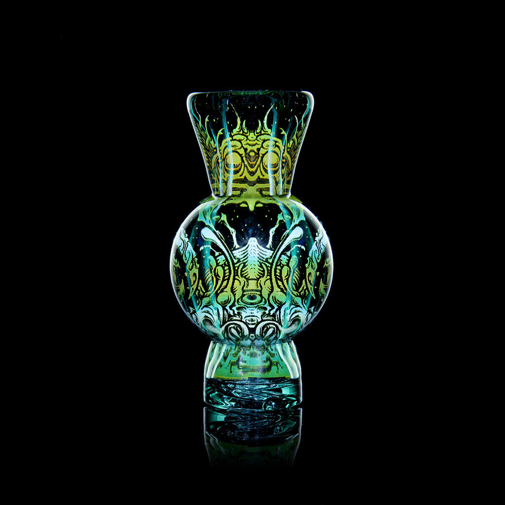 Mothership Glass Smoke Bubble Cap Starbrood — Starbrood smoke bubble cap etched artwork detail