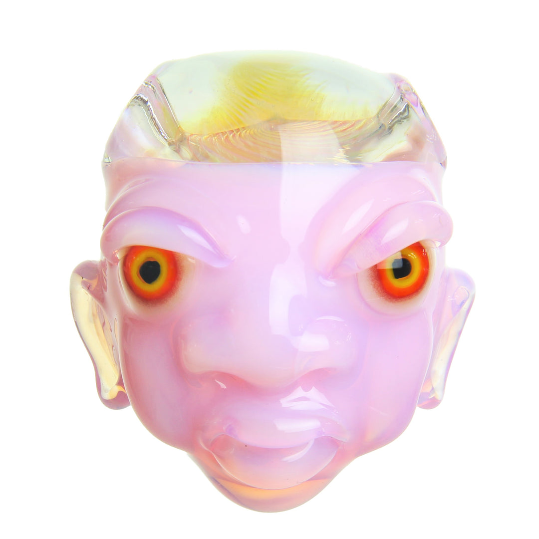 Mr. Voorhees Head Pendant Blossom with Fumed Brain — handblown sculpted head pendant in Blossom with fumed brain detail