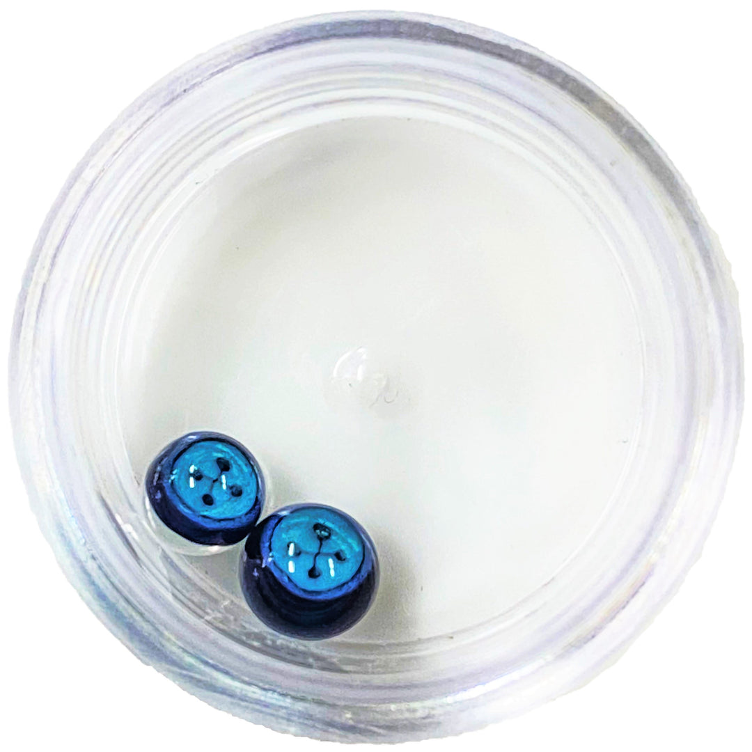 Muller Glass Button Pearl Set Blue — pair of button-shaped terp pearls in blue colorway