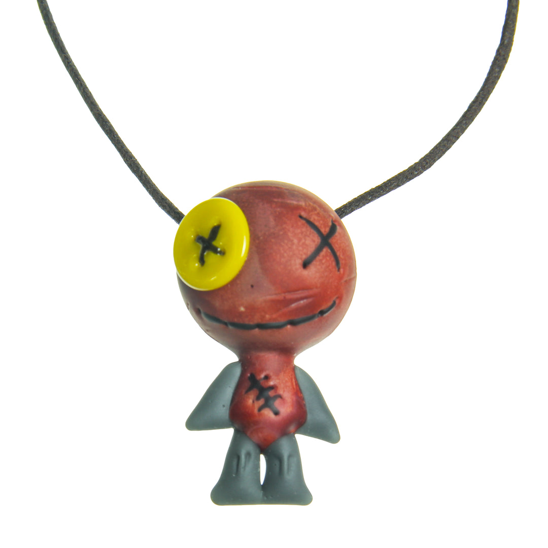 Muller Glass Doll Pendant Persimmon Strike — heady glass voodoo doll pendant in Persimmon Strike orange