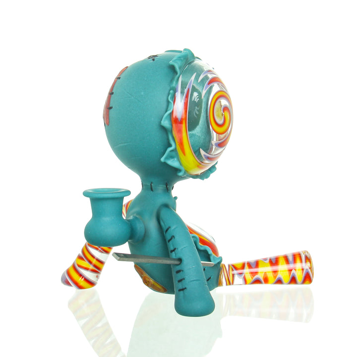Muller Glass Laid Back Voodoo Doll Agua Azul — voodoo doll water pipe shown from alternate angle