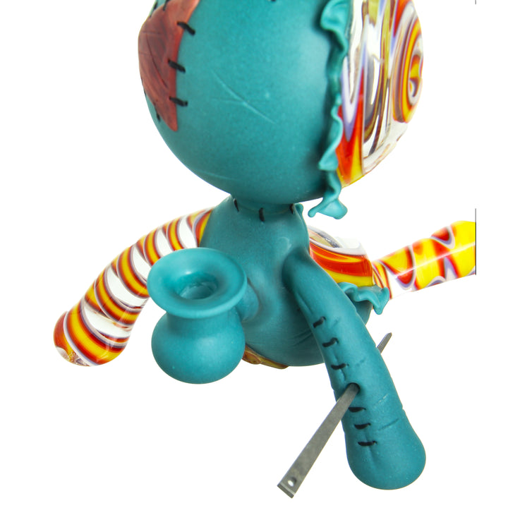 Muller Glass Laid Back Voodoo Doll Agua Azul — voodoo doll water pipe close-up of glass work