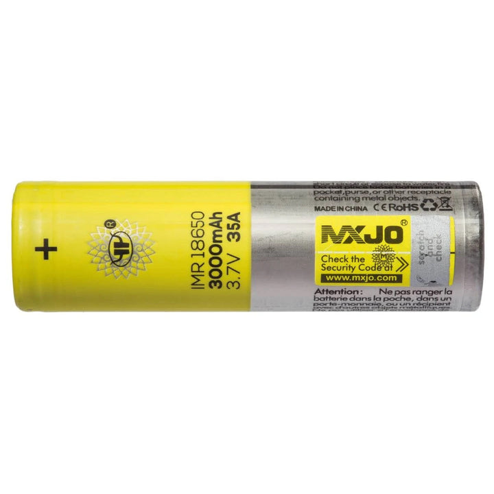 MXJO 18650 Battery 3000mAh — label detail