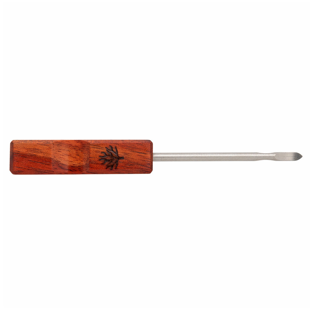 Mystic Timber Pocket PicScoop Dabber Padauk — compact handcrafted padauk wood dabber with pick and scoop ends