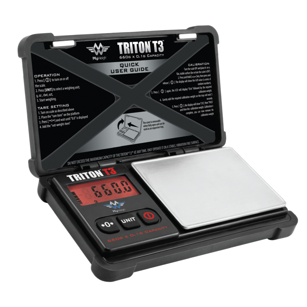MyWeigh Triton T3 Digital Pocket Scale 660g x 0.1g — digital pocket scale with 660g capacity, hero shot