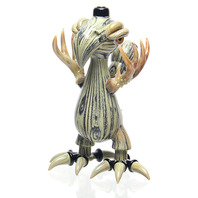 Niko Cray Glass x Gemini Andy Woodgrain Birdo sculptural mini dab rig with 14mm male joint