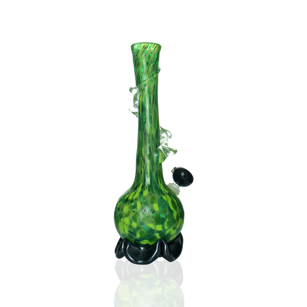 Noble Glass Small Bong Green and Black Clear Swirl side view