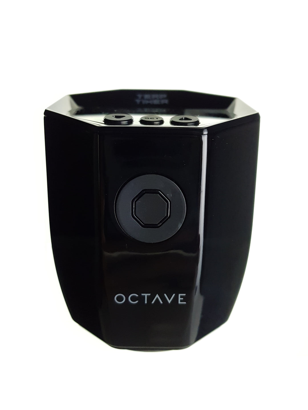 Octave Terp Timer Black — digital terp timer with magnetic mount in black, front view