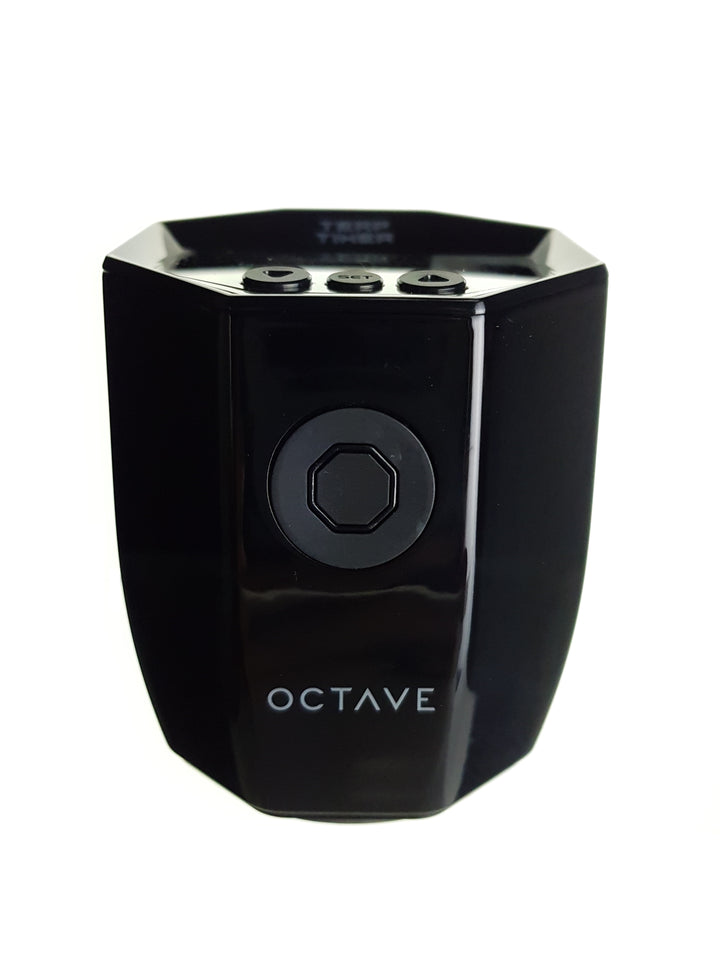 Octave Terp Timer Black — digital terp timer with magnetic mount in black, front view
