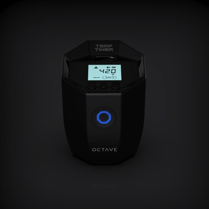 Octave Terp Timer Black — digital terp timer with magnetic mount close-up