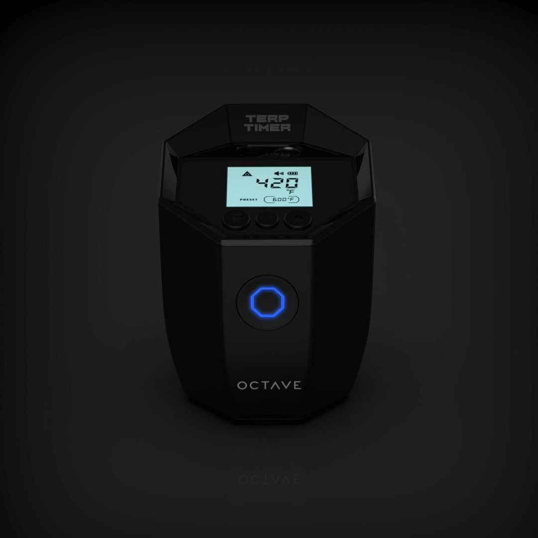 Octave Terp Timer Black — digital terp timer with magnetic mount close-up
