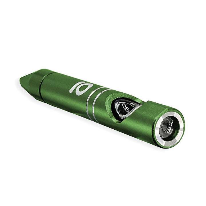 ONGROK Meditation Hash Pipe Green — alternate angle of the metal pipe