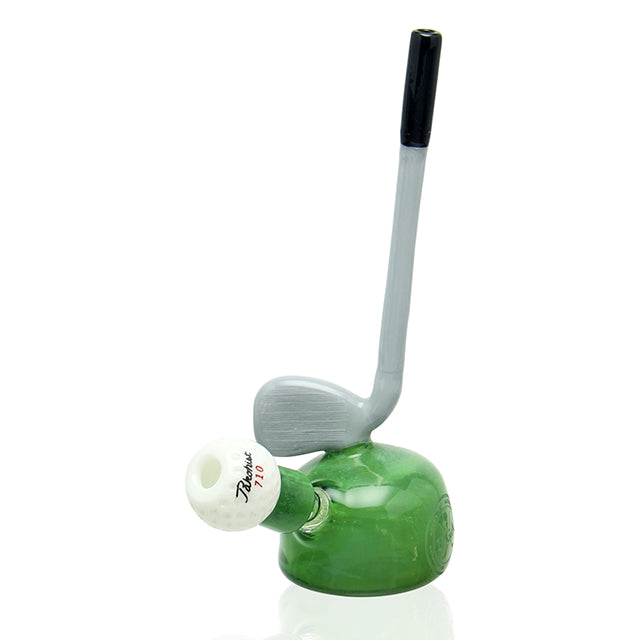 Pakoh Glass Tee Off Rig sculptural golf-themed dab rig with 14mm male joint