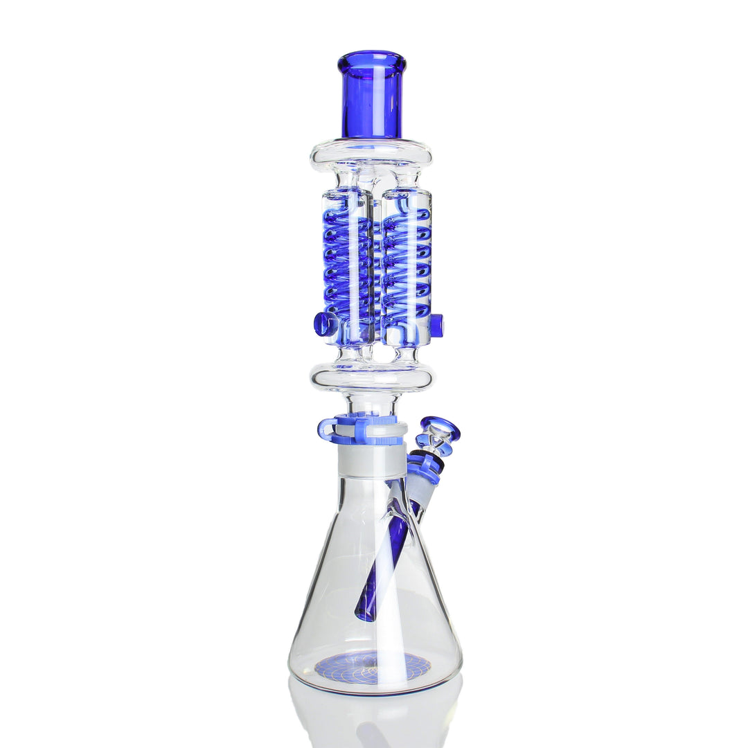 Phoenix Star 16in Triple Glycerin Coil Beaker Blue — alternate angle showing glycerin coils