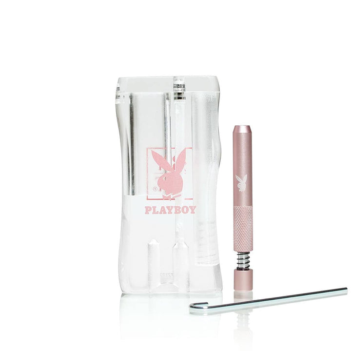 Playboy by RYOT Acrylic Dugout with One Hitter — open view showing chambers