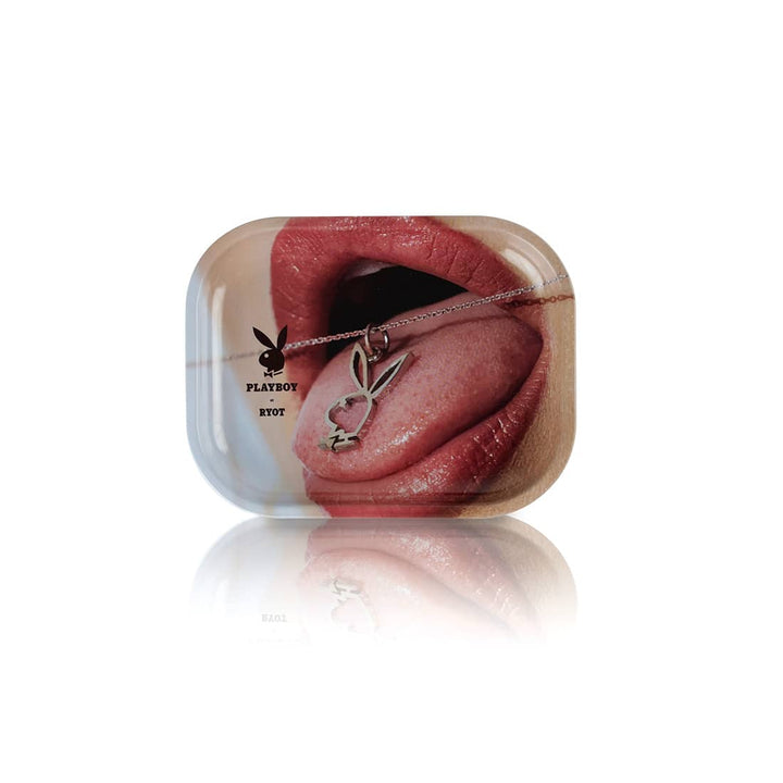 Playboy by RYOT Small Rolling Tray — metal rolling tray, Pendant Mouth design