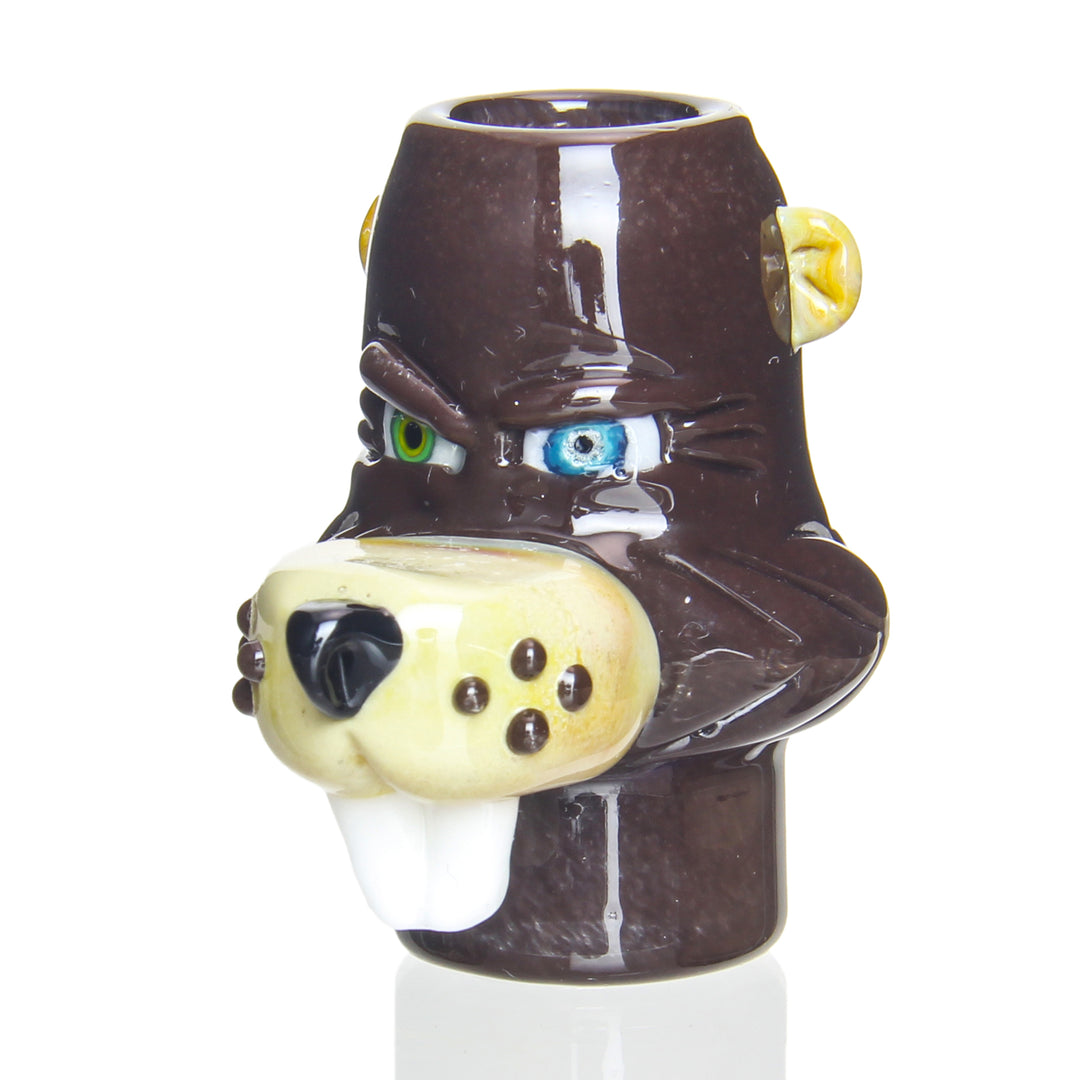 Preston Hanna 14mm Beaver Dome Brown — heady glass beaver-themed slide dome in brown colorway