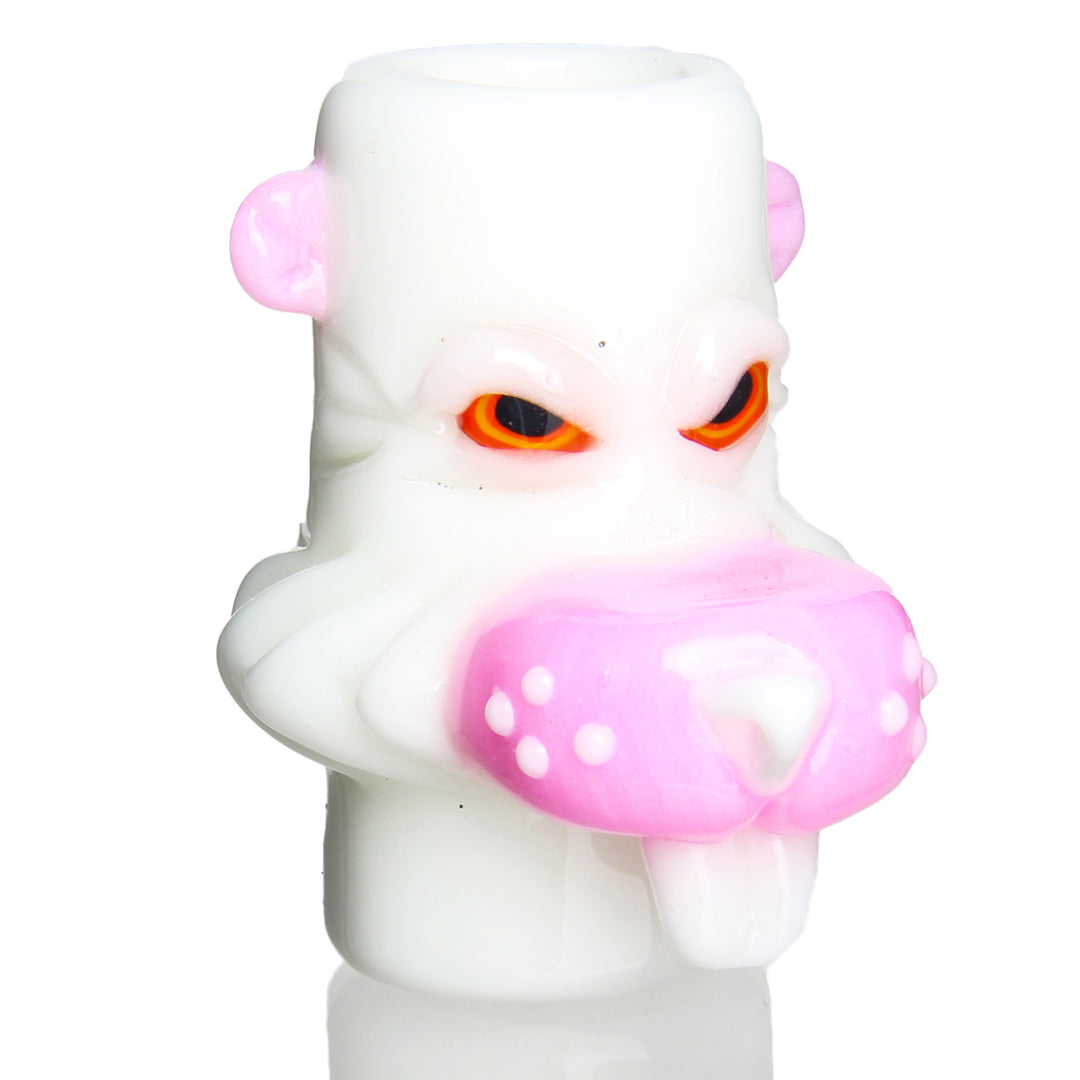 Preston Hanna 14mm Beaver Dome White — heady glass beaver-themed slide dome in white colorway