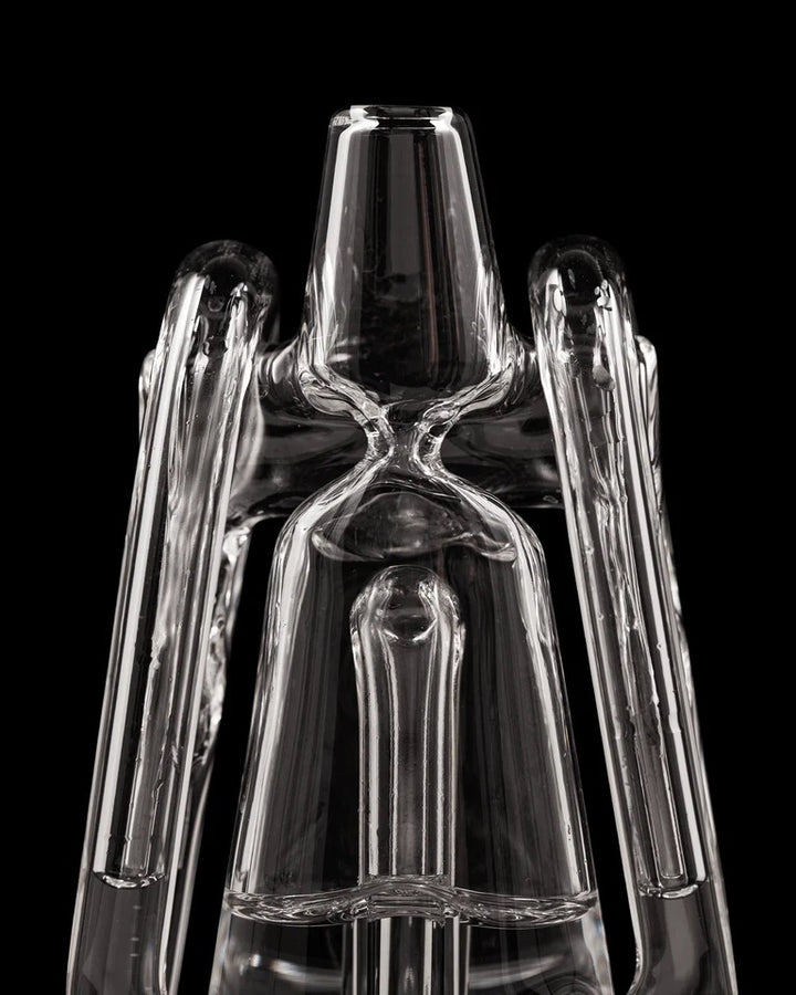 Puffco Ryan Fitt Recycler Glass 2.0 – close-up angled shot emphasizing precision joint and glass craftsmanship.