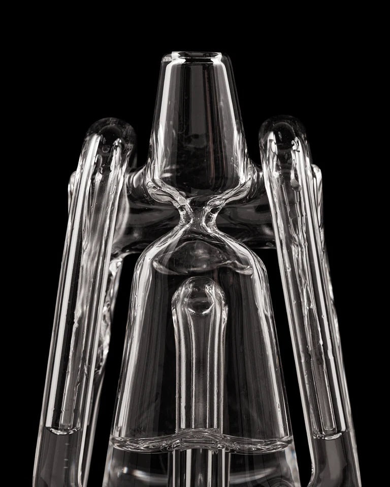 Puffco Ryan Fitt Recycler Glass 2.0 – close-up angled shot emphasizing precision joint and glass craftsmanship.