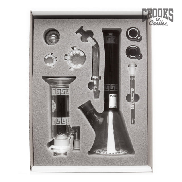 Pure Glass x Crooks & Castles 3 Piece Set 0139 — collab water pipe shown standalone with Crooks logo