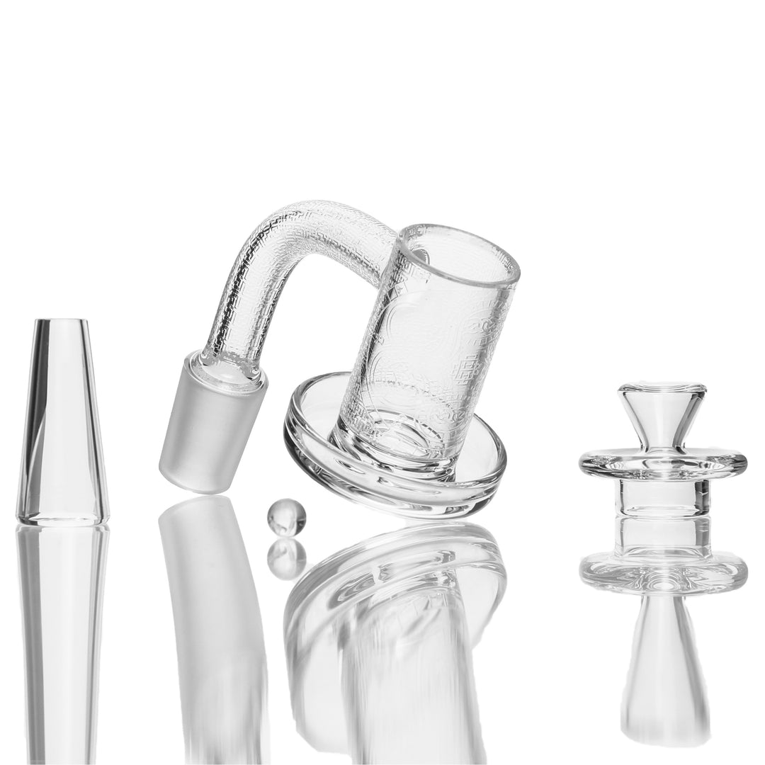 Quave CB Limited Charmer 14mm Male 90deg — limited edition quartz banger for dab rigs, hero shot