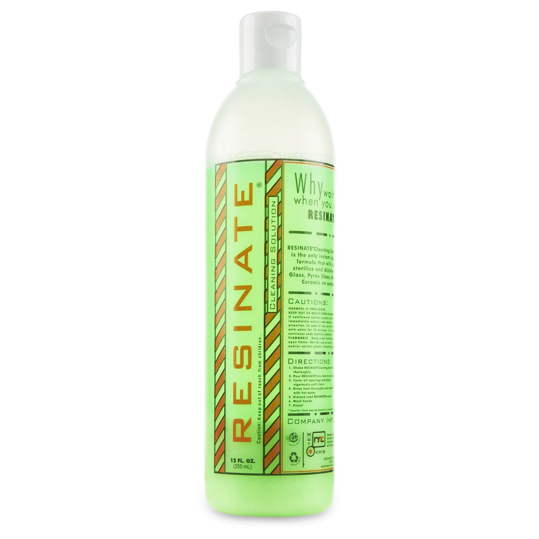 Resinate Green instant cleaning solution — 12oz reusable cleaner for glass bongs, pipes, and rigs