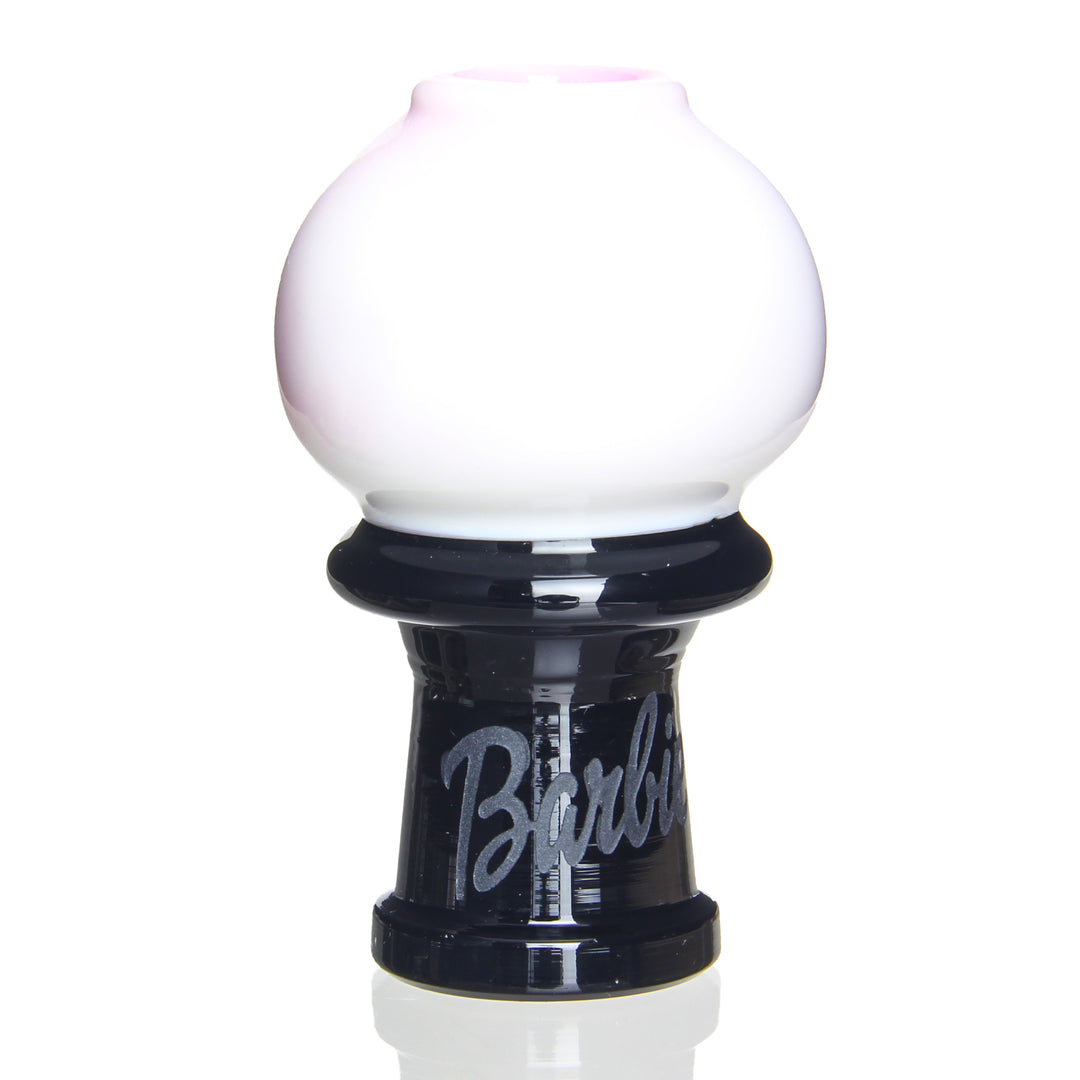 Reyna 18mm Barbie Dome — heady glass slide dome with Barbie-themed sculpting in pink