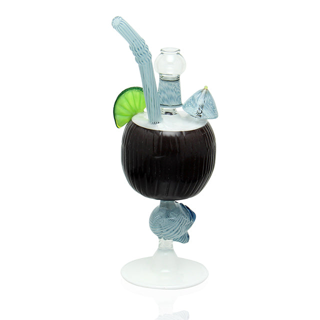 Reyna Glass Shrunken Head Coconut Chalice Bubbler side view