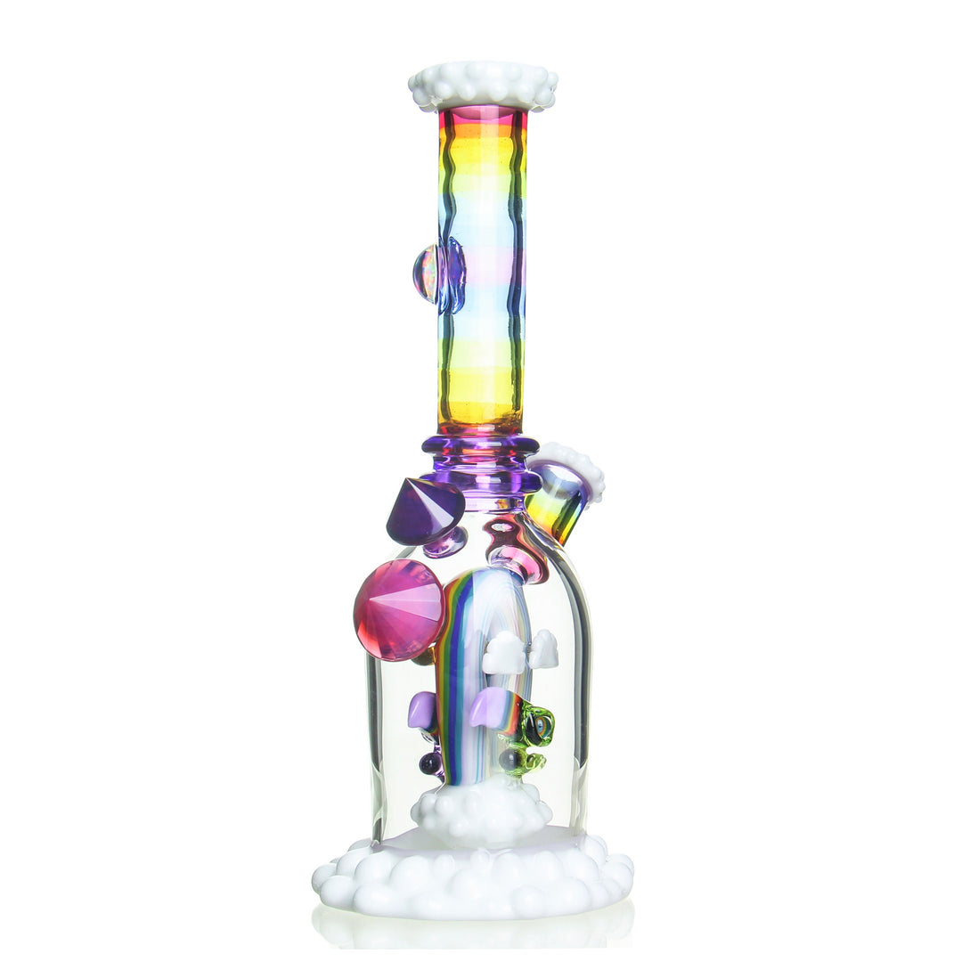 RJ Glass Rainbow Shredder Pomegranate and Deja Blu — Pomegranate and Deja Blu rainbow shredder from alternate angle