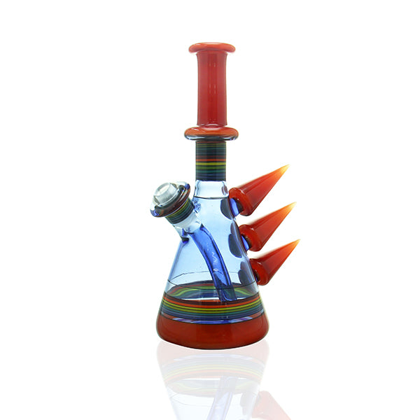 Rone Glass Spiked Rainbow Mini Tube sculptural mini bong with 10mm female joint