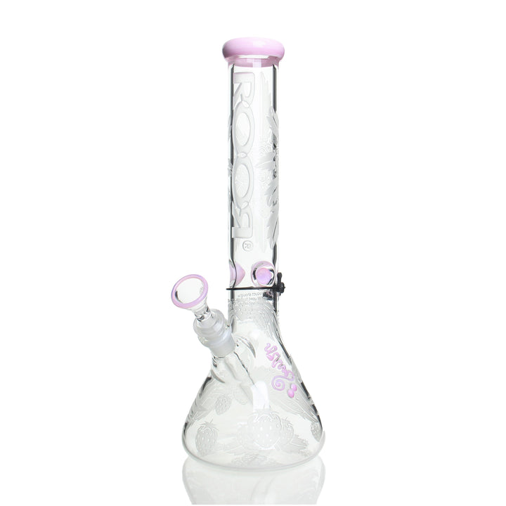 RooR 14in Beaker 45x5mm Strawberry Dream Sandblast — 14in 45x5mm beaker with Strawberry Dream sandblast pattern