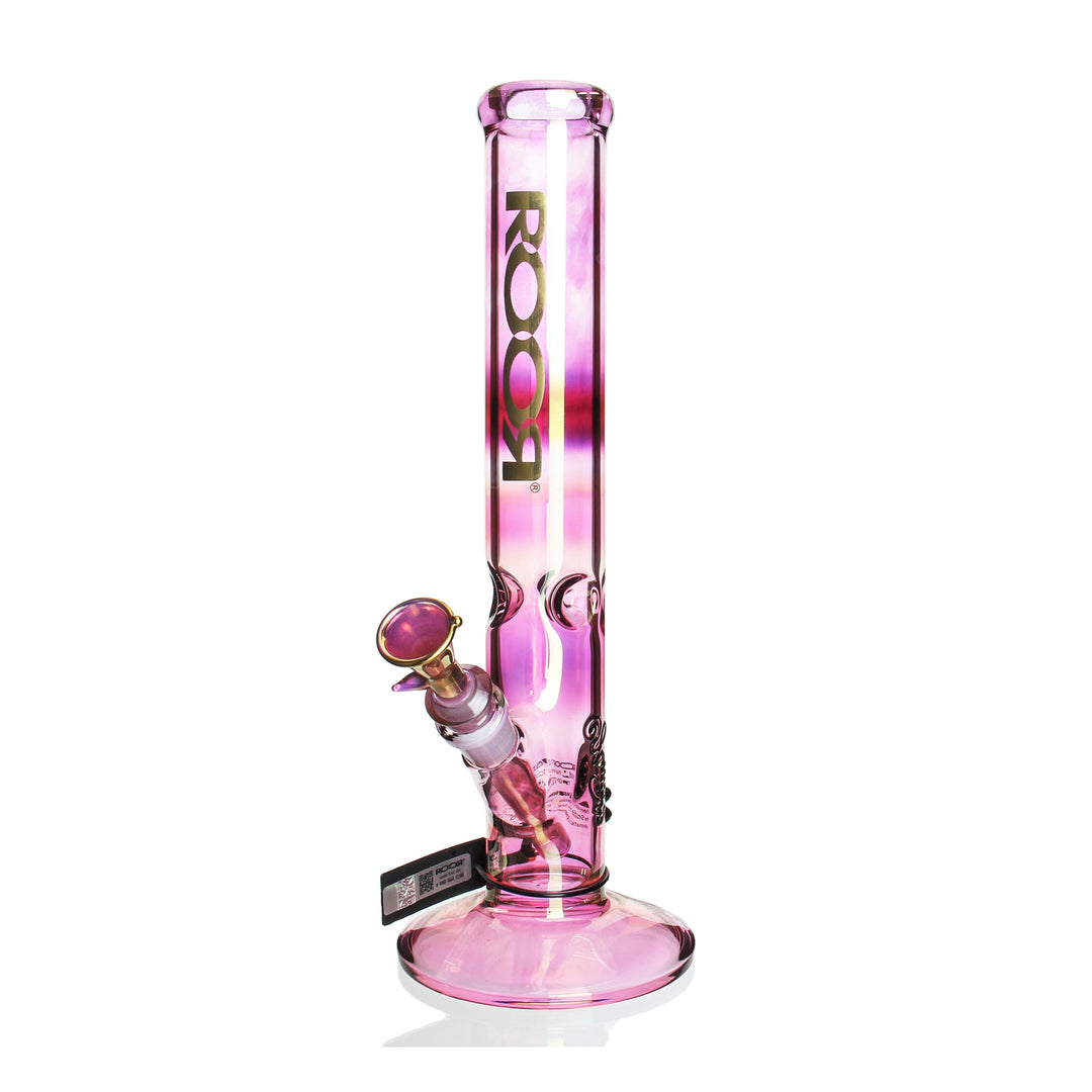 RooR 14in Gold Fume Straight 50x5mm Gold — 14in 50x5mm straight tube bong with gold fume accent