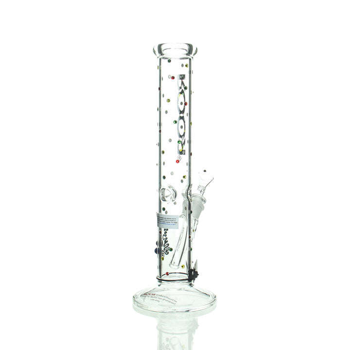 RooR 14in Straight Tube Galaxy Swarovski Crystals — galaxy Swarovski straight bong shown from alternate angle